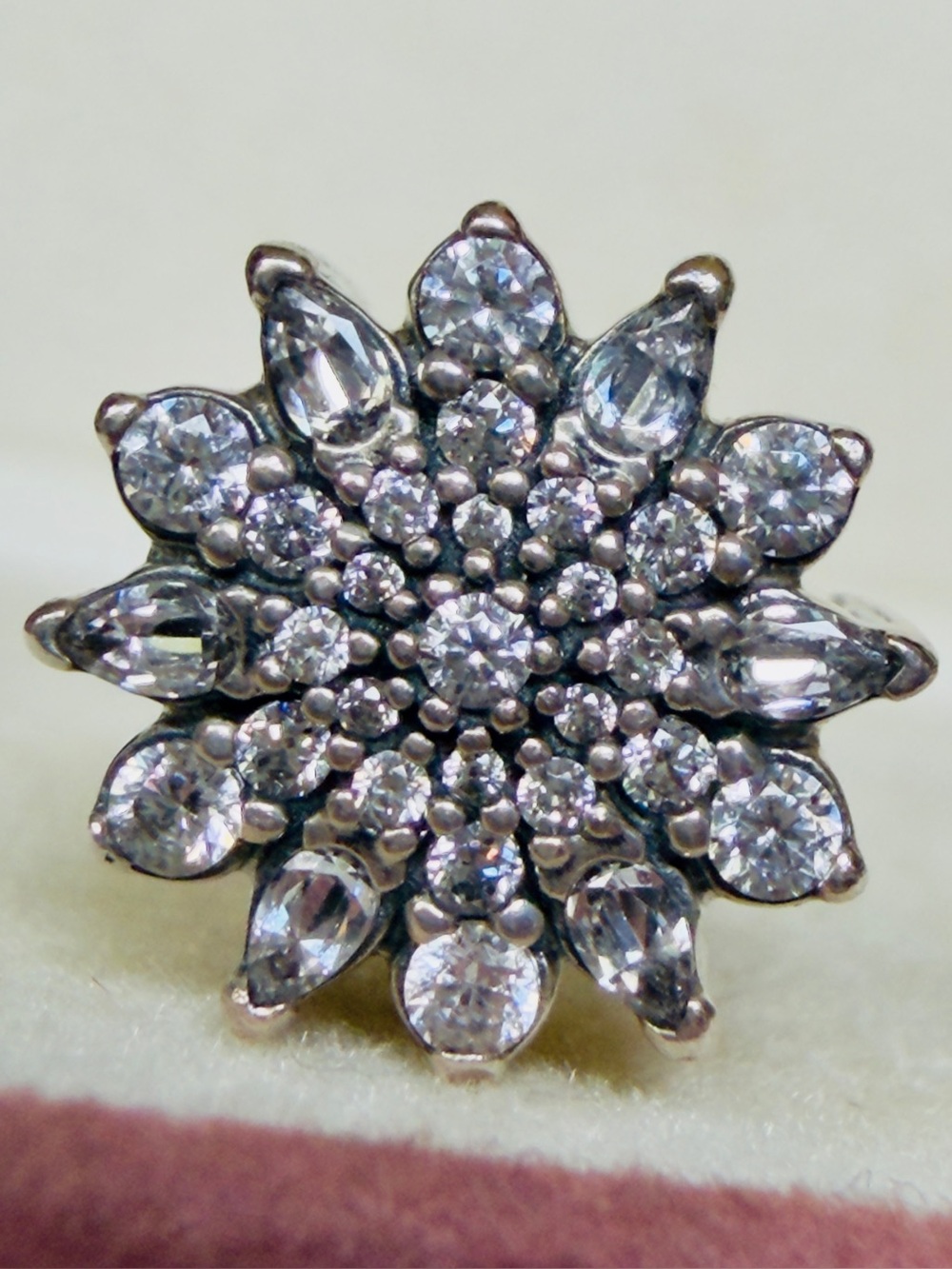 PANDORA ICE CRYSTAL SNOWFLAKE CZ CHARM STERLING SILVER 925 ALE 791764CZ